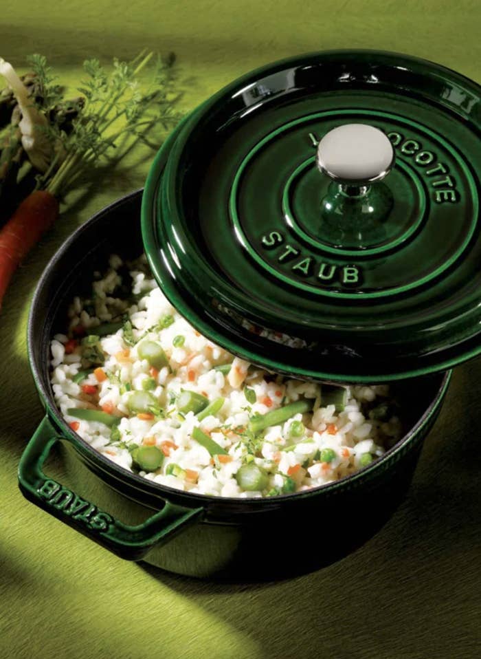 the green dutch oven with pasta salad