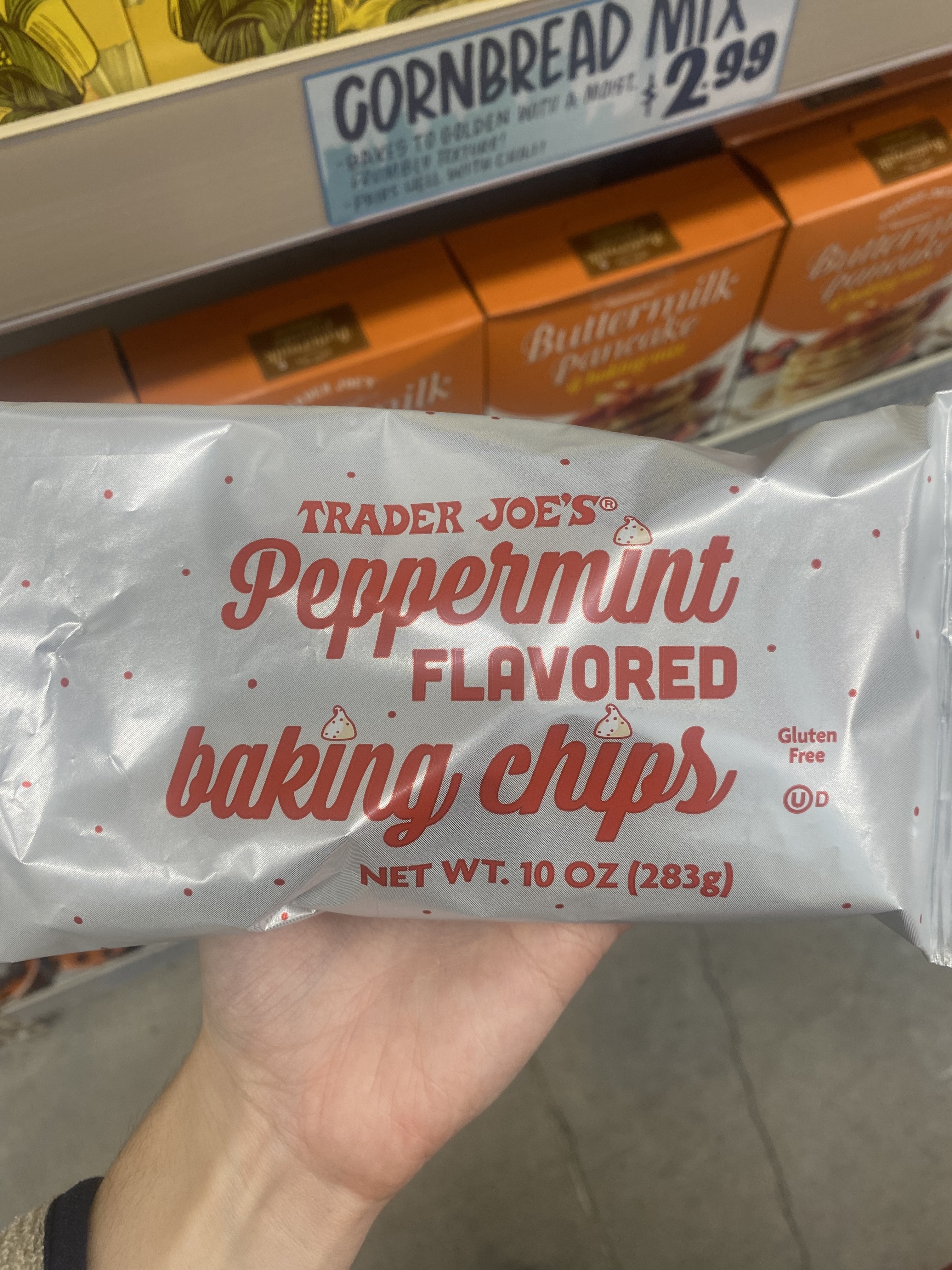 a bag of peppermint baking chips