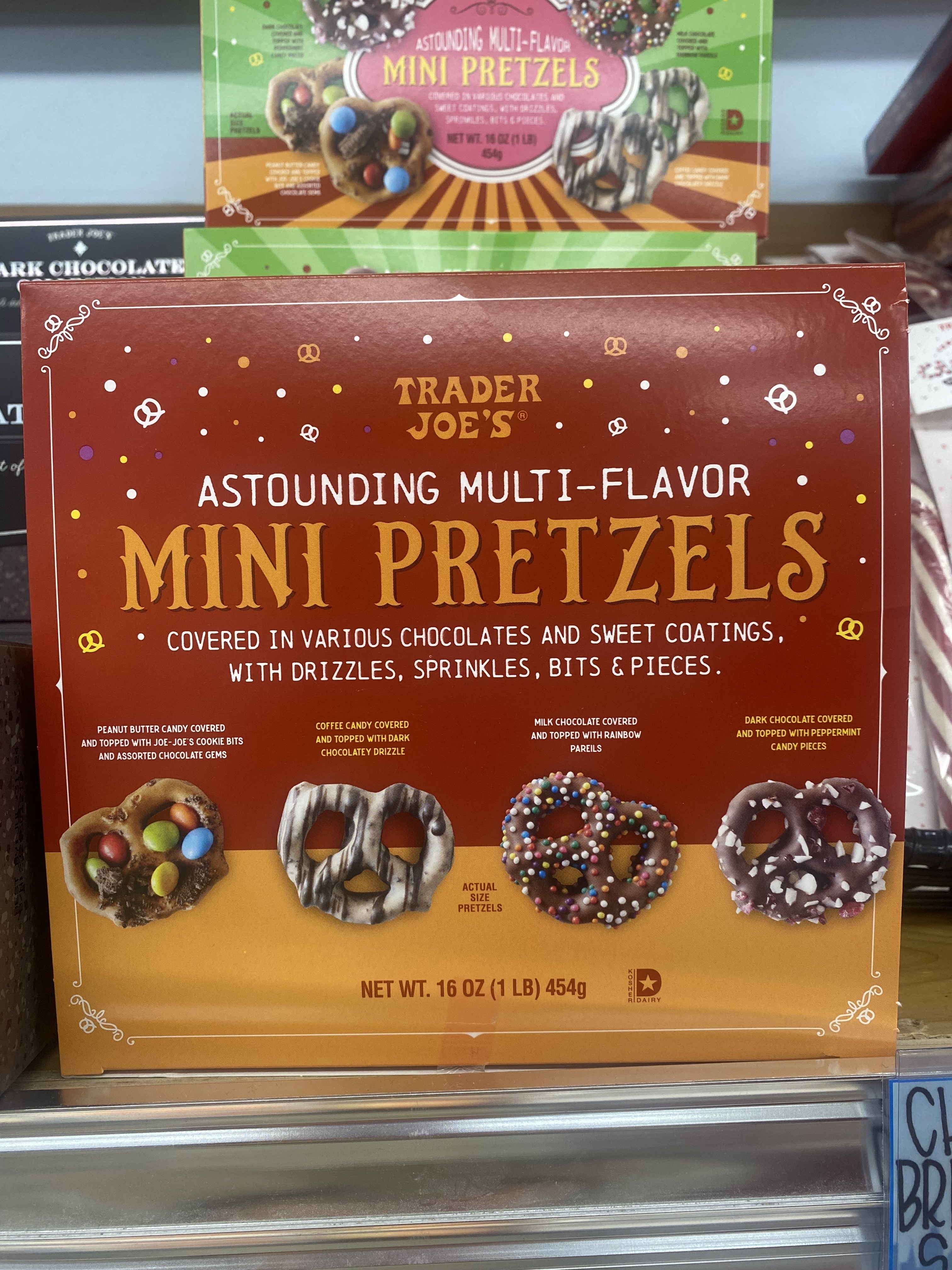 a box of astounding multi-flavor mini pretzels