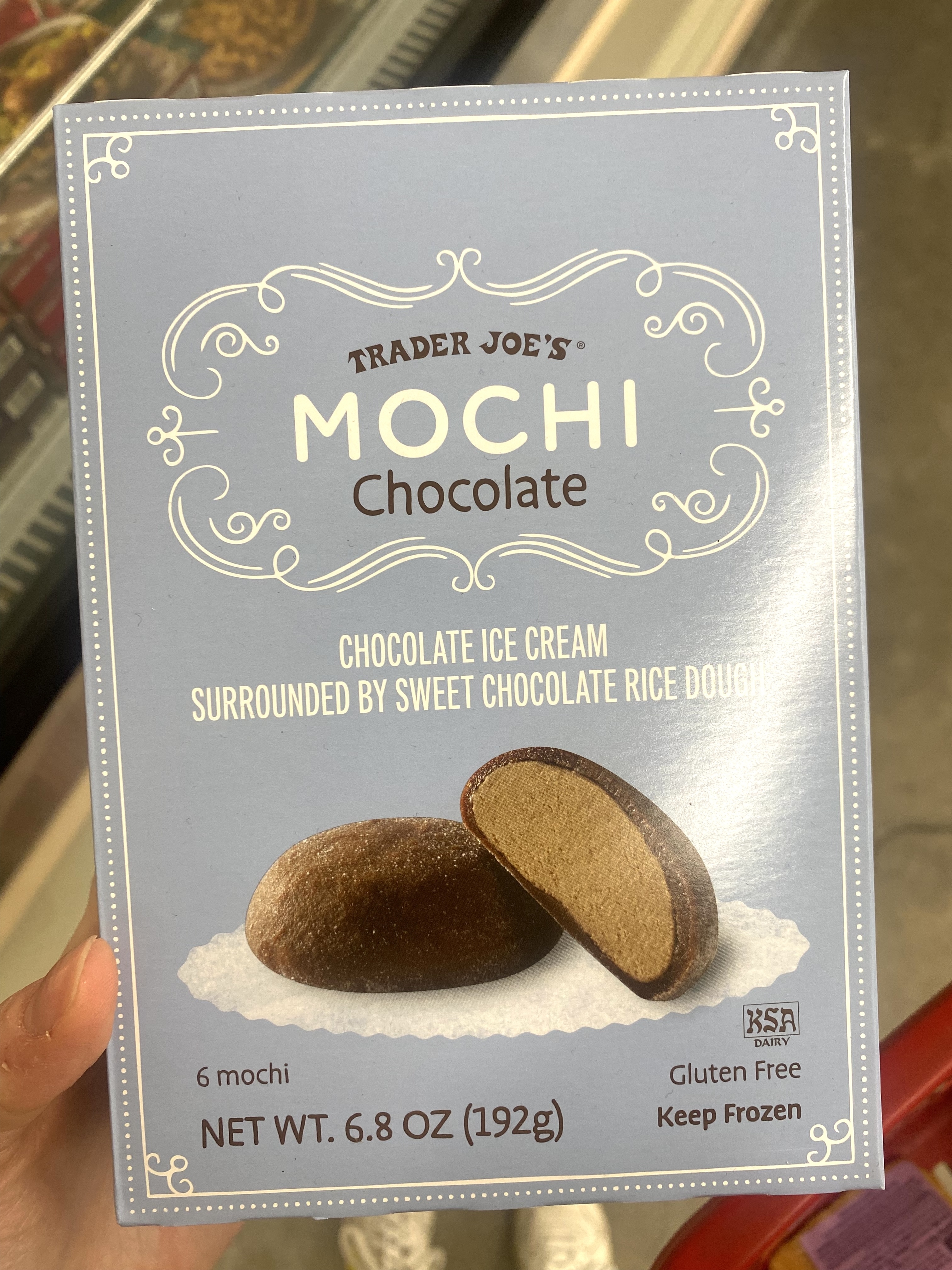 a box of frozen chocolate mochi