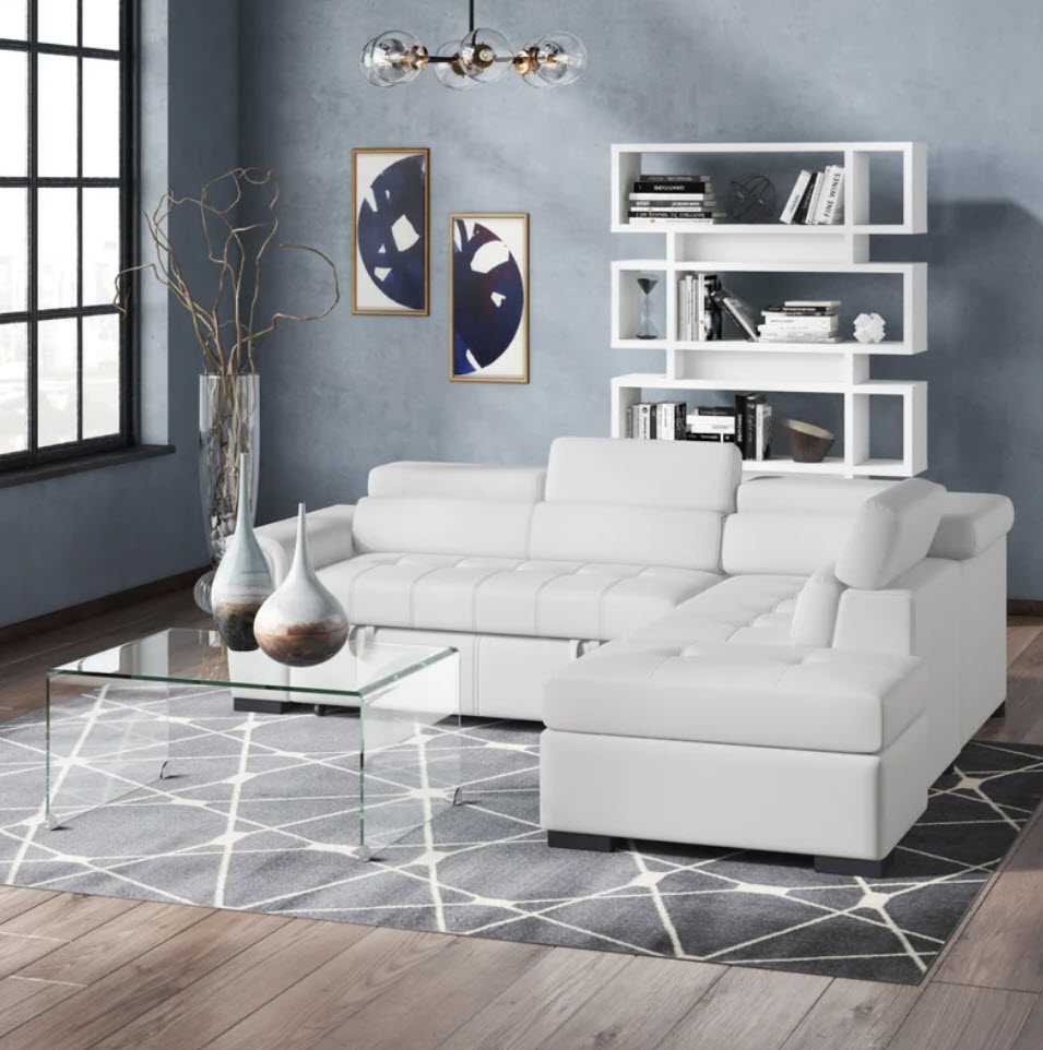 large white sectional couch with storage