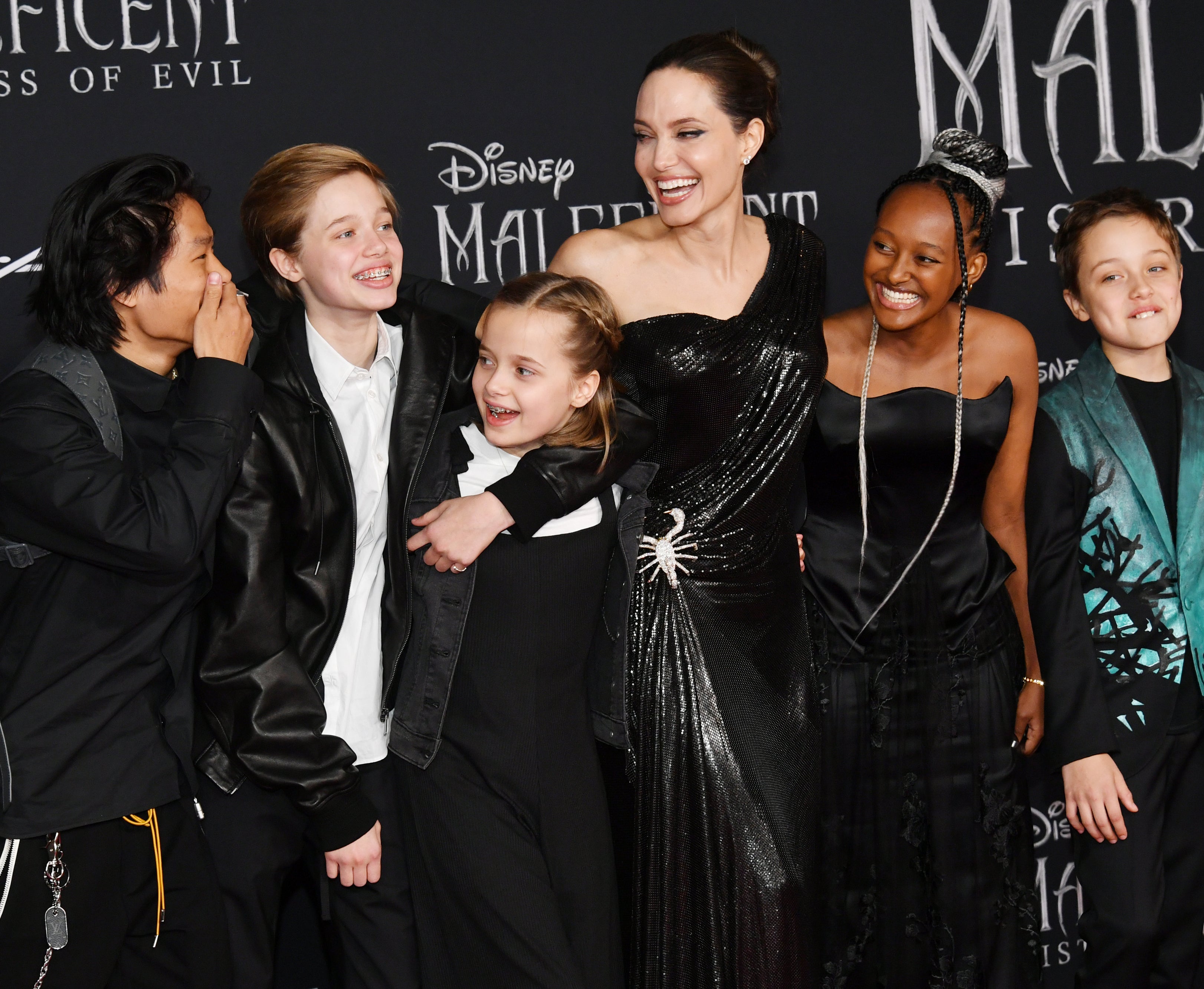 Angelina and her kids at a movie premiere