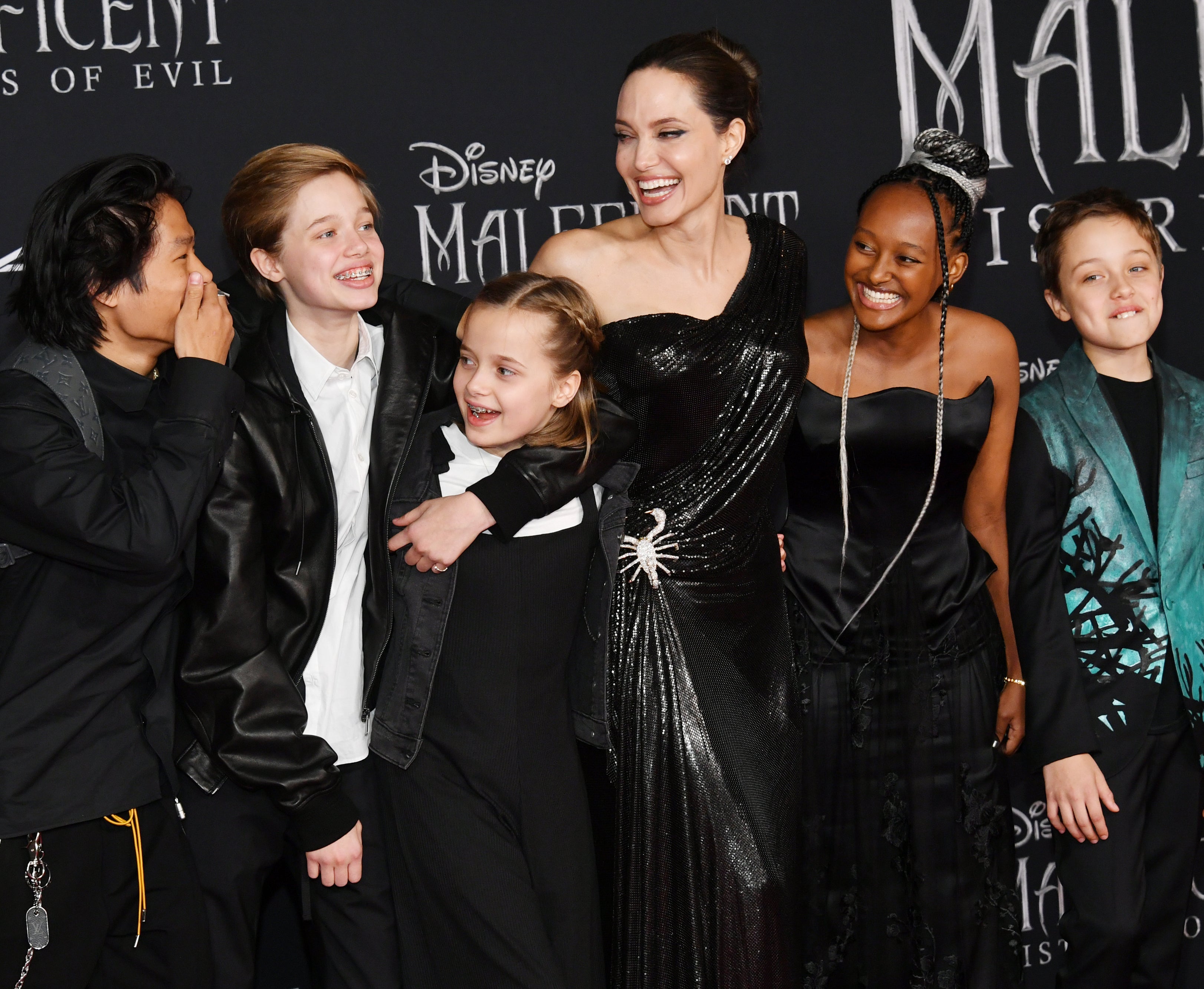 Angelina and her kids at a movie premiere