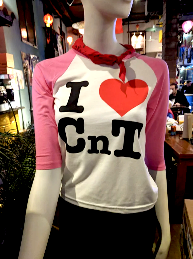 a shirt that says " I love CnT"