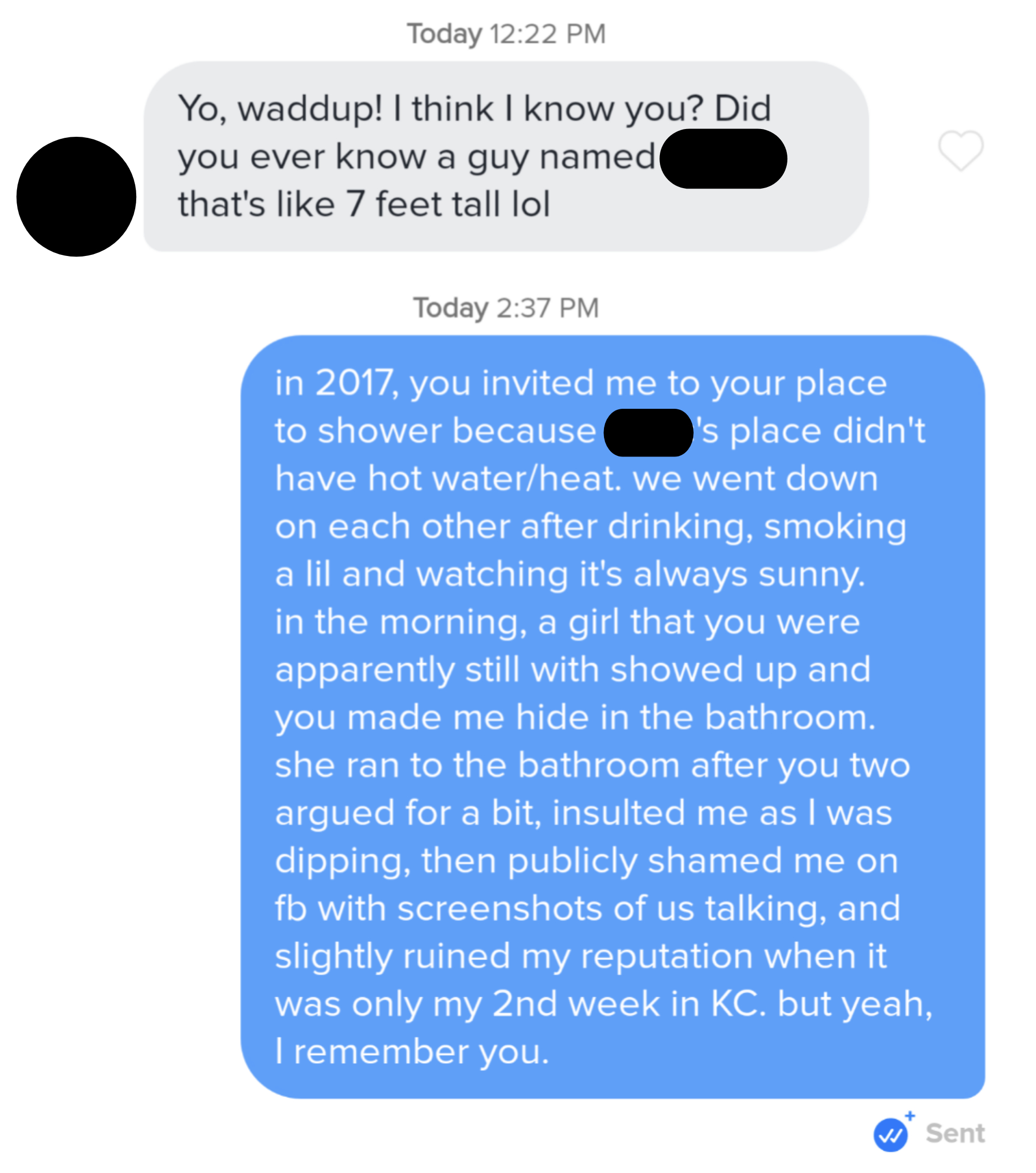 person details exactly who they knew each other and it was because they hooked up with the other still had a girlfriend