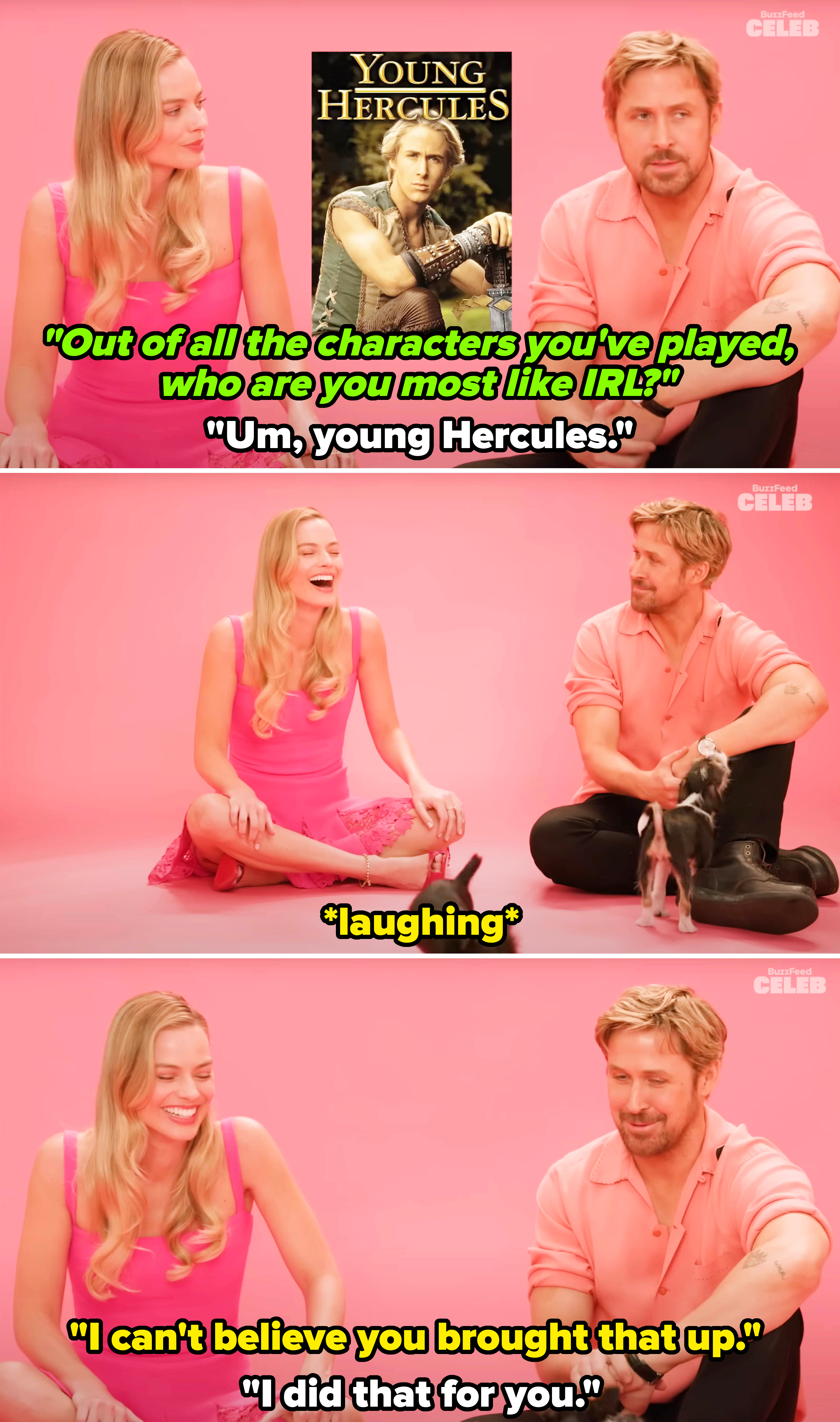 margot laughing and ryan says he brought up young hercules for her