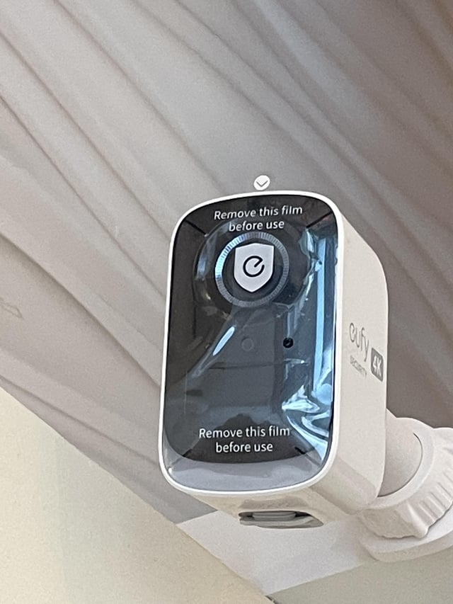 A camera with a plastic film still on it