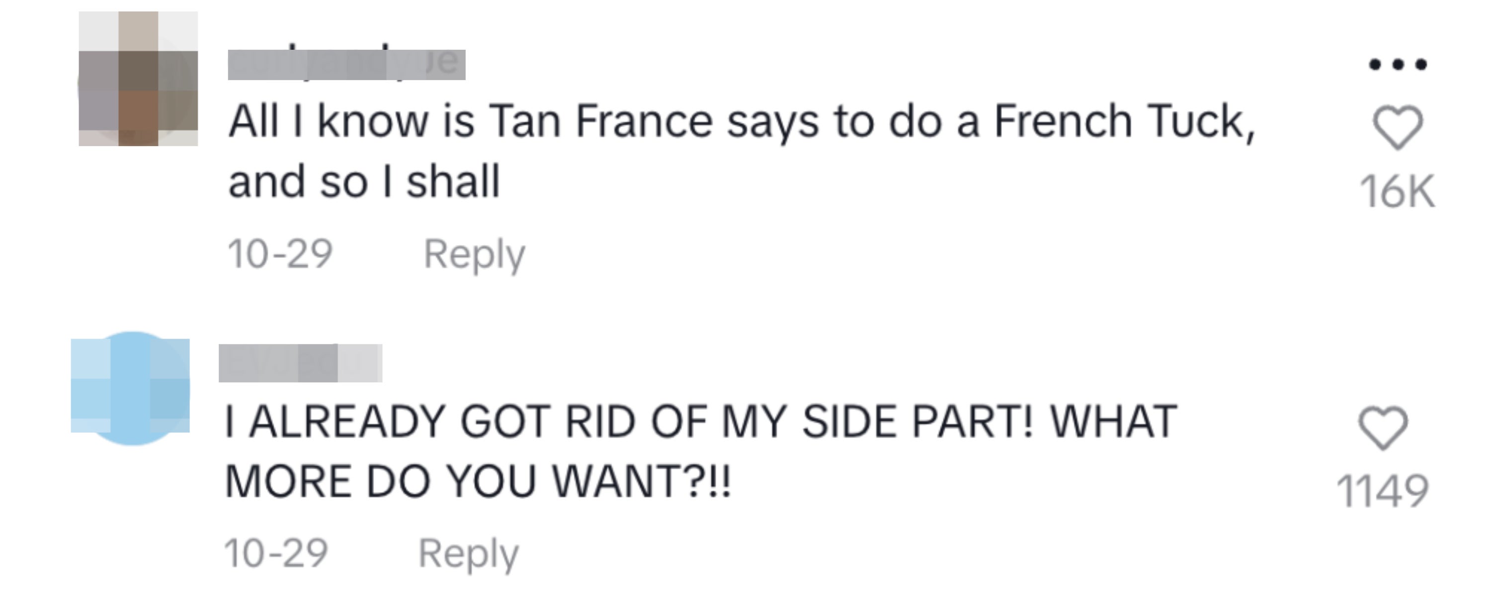 Millennials saying they already gave up side parts, and if Tan says to do it, so shall they