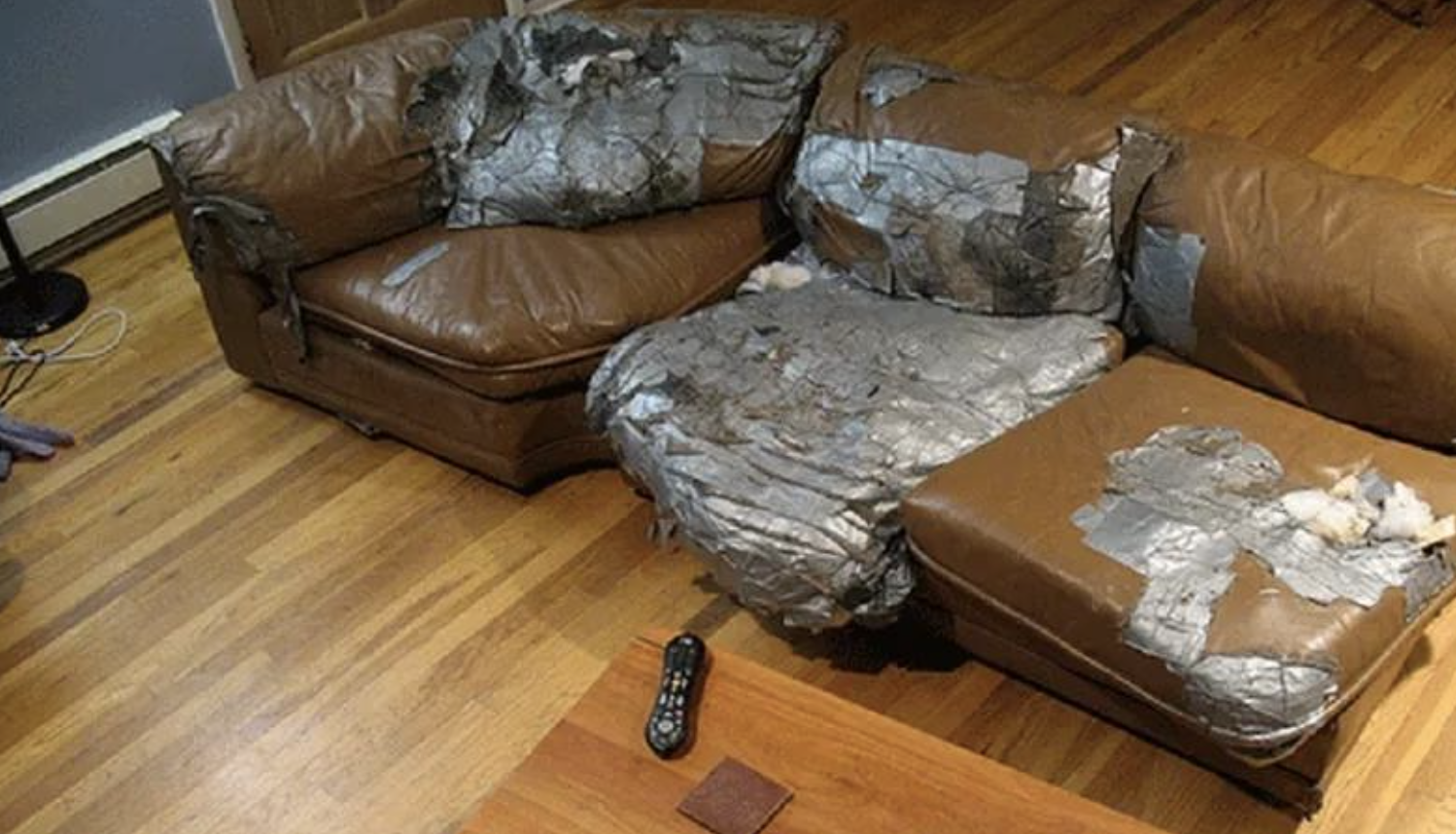 duct tape on the couch