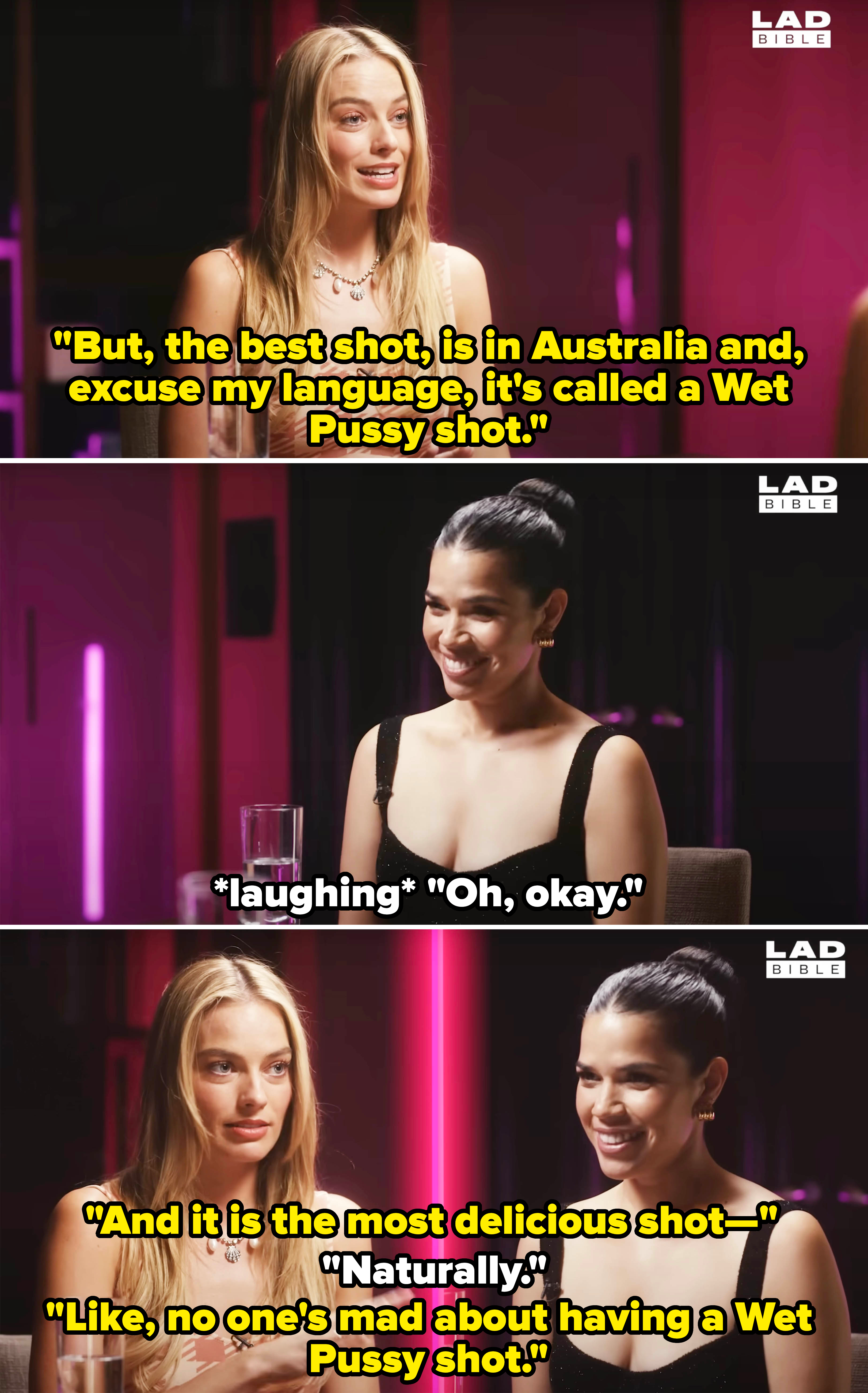 her saying that her favorite shot from australia is called a wet pussy shot and it&#x27;s so delicious