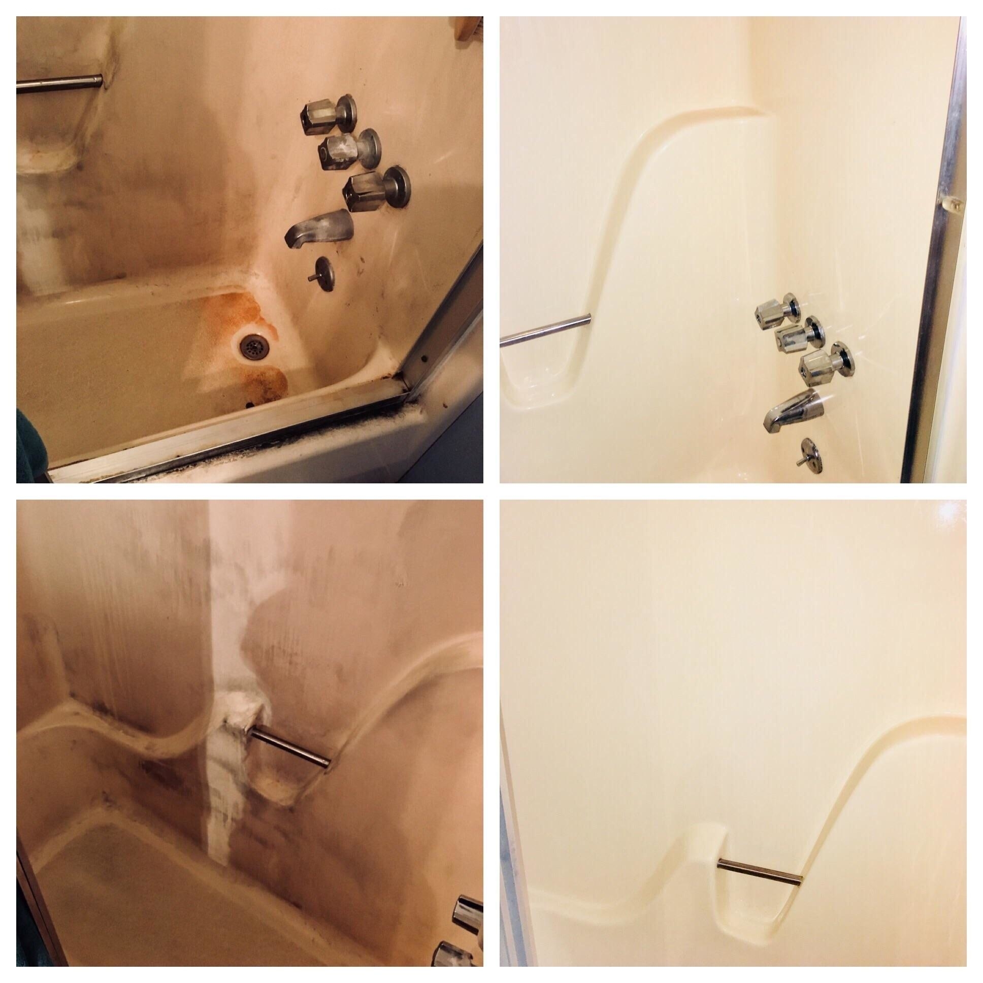 a very dirty bathtub vs. a clean one