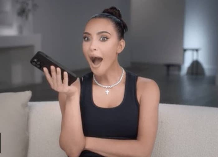 Kim Kardashian shocked on the phone in an interview for her TV show