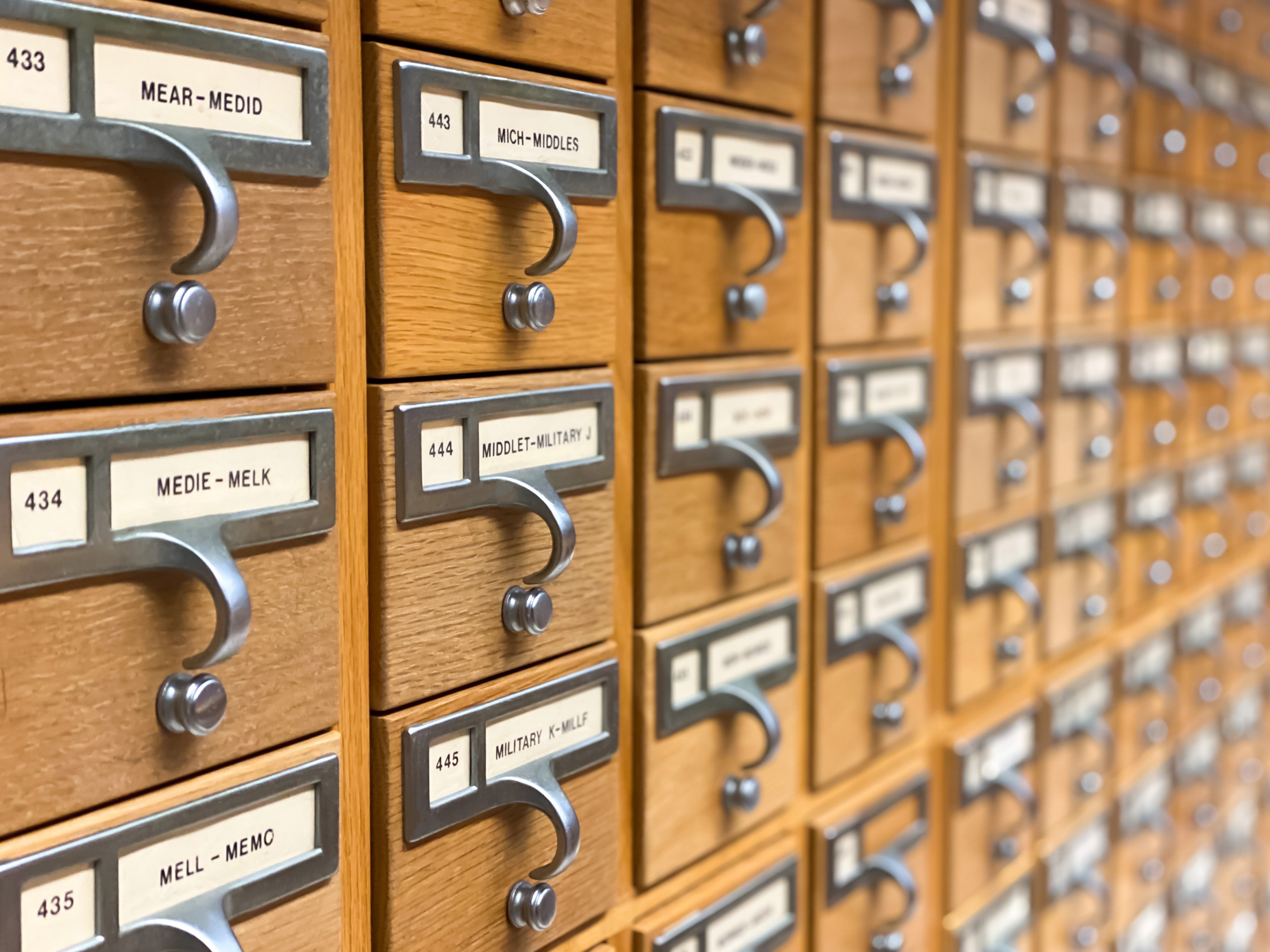 a card catalog in the library