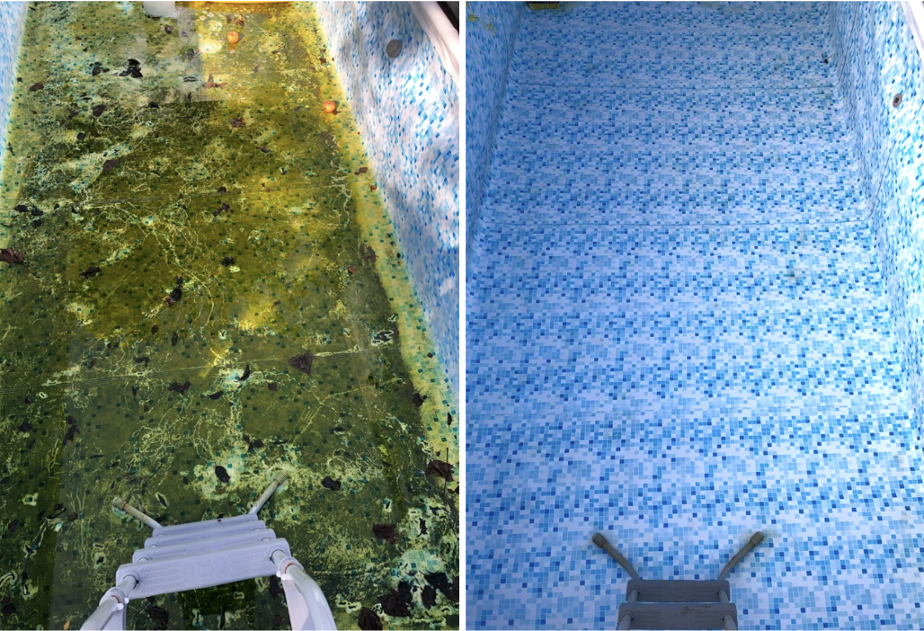 before and after a swimming pool