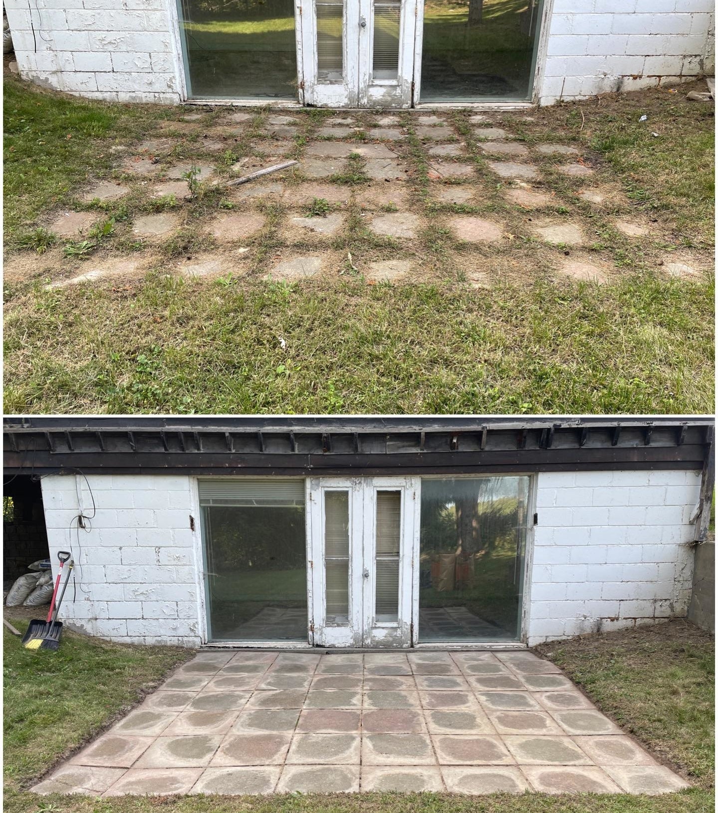 before and after of a backyard before and after cleaning