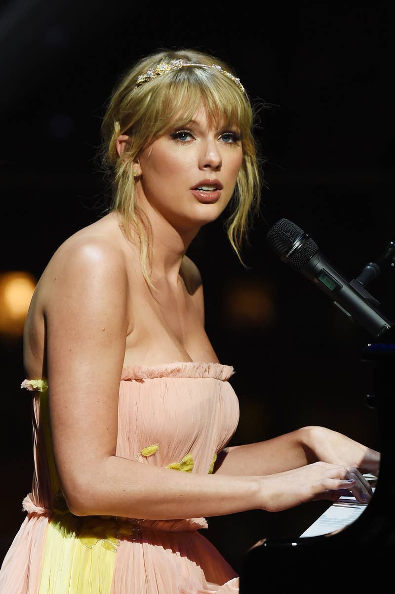 Close-up of Taylor at a piano