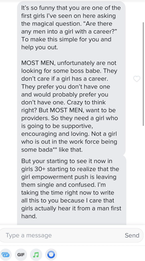 &quot;Most men are not looking for some boss babe&quot;
