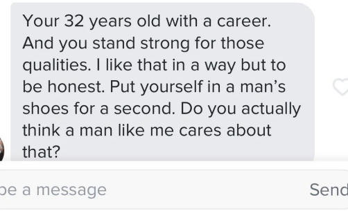 "Do you really  deliberation  a antheral   similar  maine  cares astir  that?"