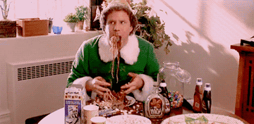 Will Farrell eating treats from the movie ELF