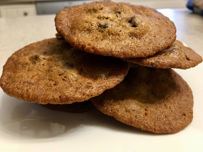 a stack of thin and crispy cookies