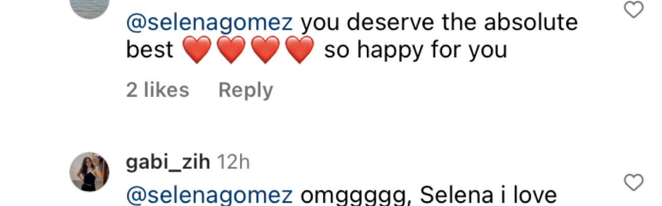 Screenshot of Selena&#x27;s response