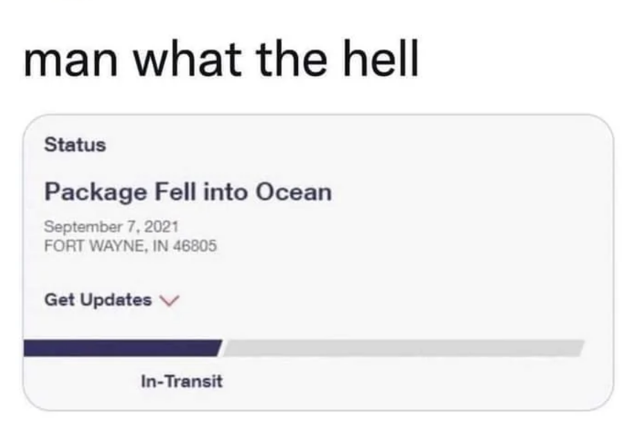 &quot;Package Fell into Ocean&quot;