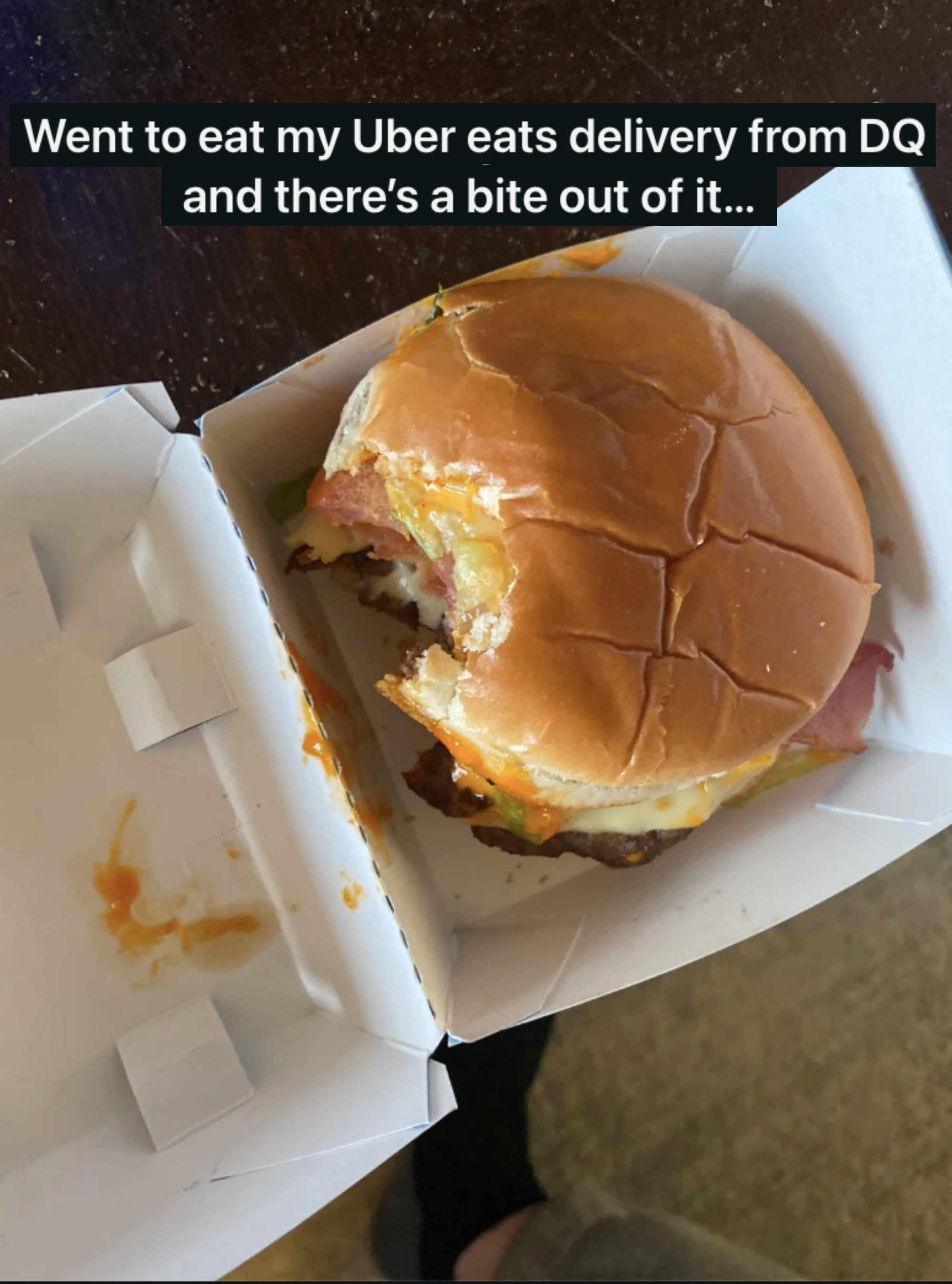 A bite taken out of a burger