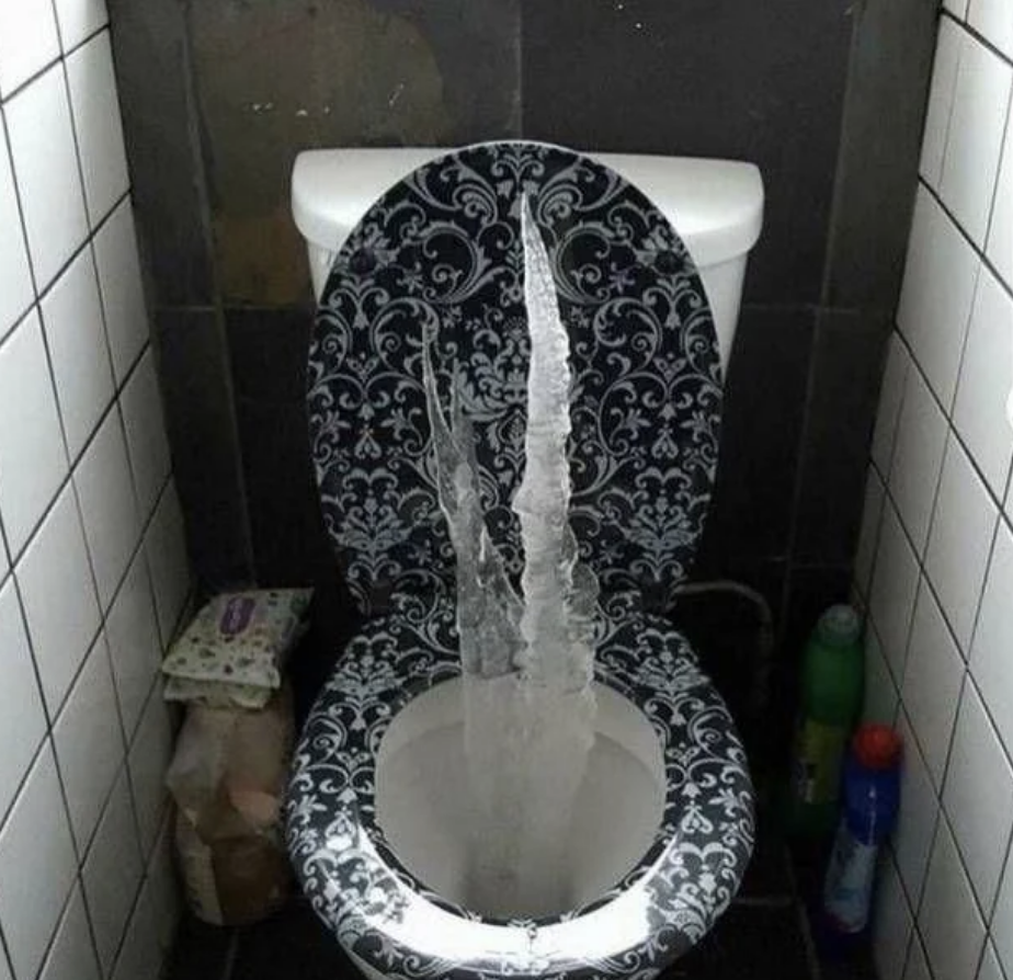 Ice coming out of a toilet