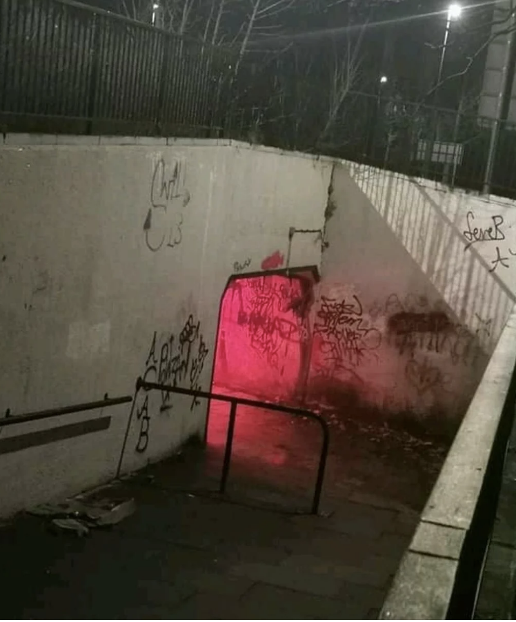 a tunnel that&#x27;s glowing with red light