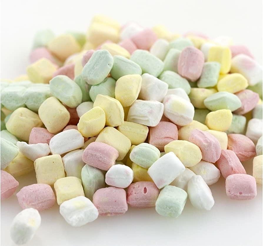Multicolored puffy mint candies