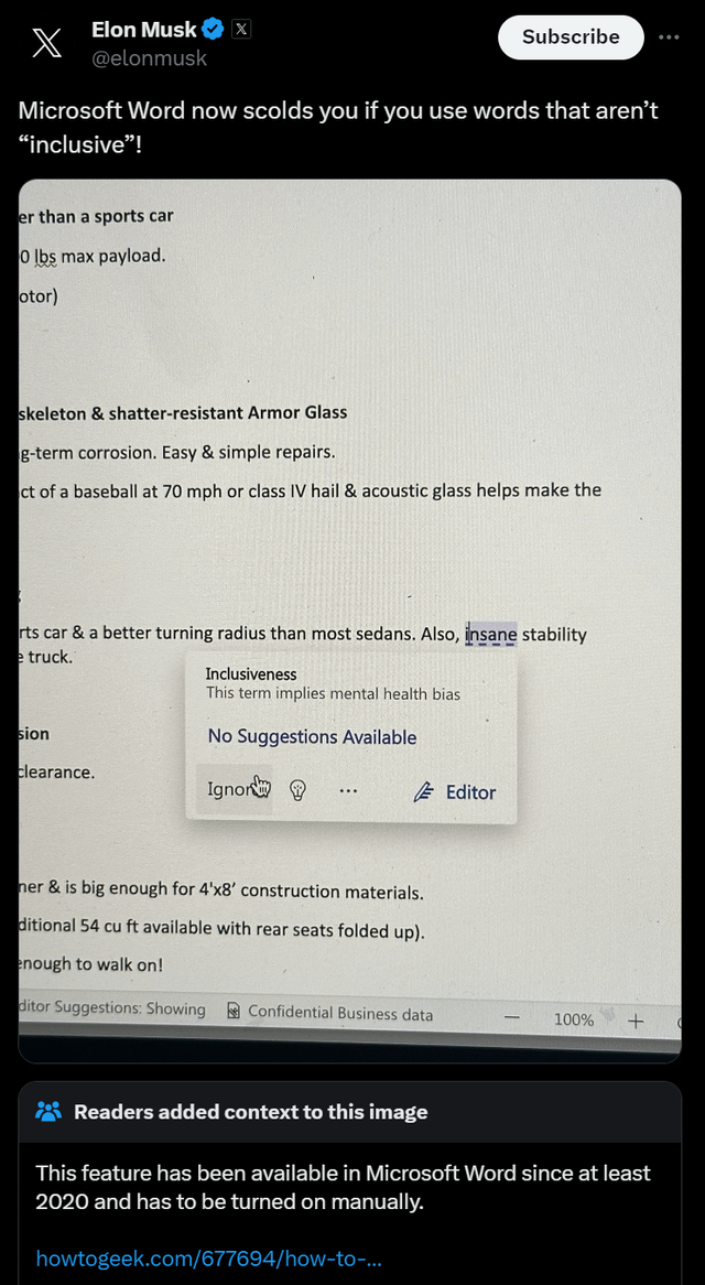 "This feature has been available in Microsoft Word since at least 2020 and has to be turned on manually."