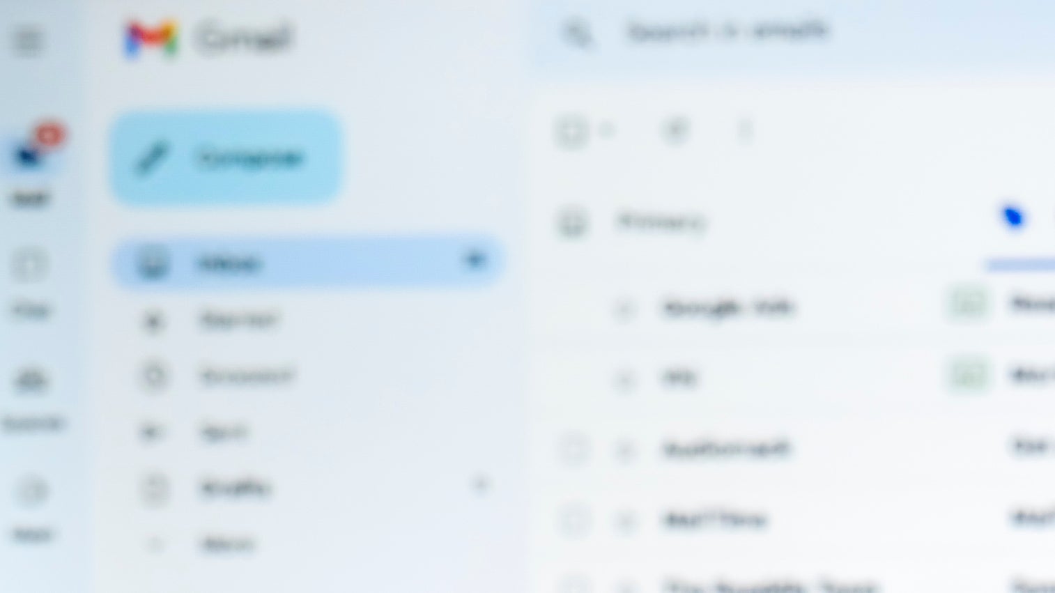 Gmail&#x27;s blurred website interface