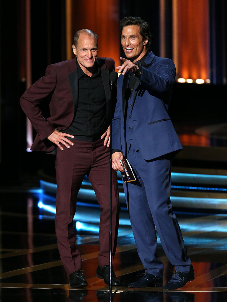 Matthew McConaughey and Woody Harrelson onstage