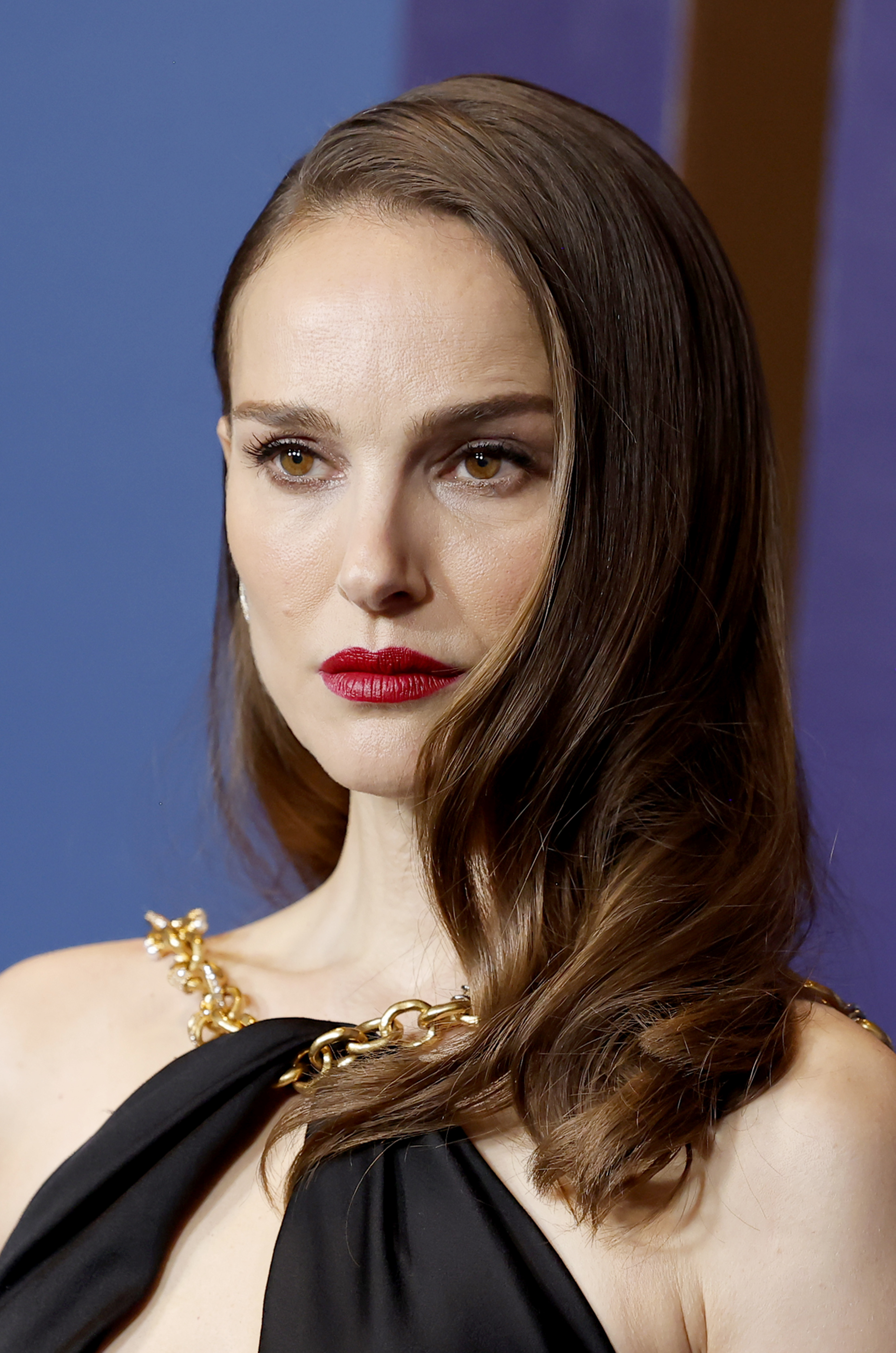 Close-up of Natalie at a media event