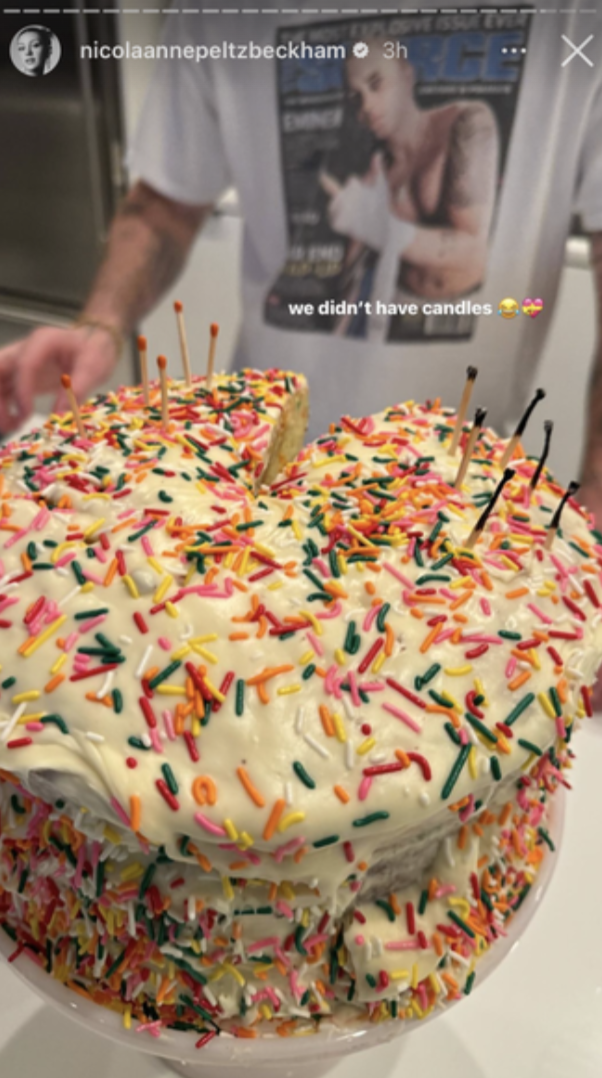 Close-up of a cake with colorful sprinkles