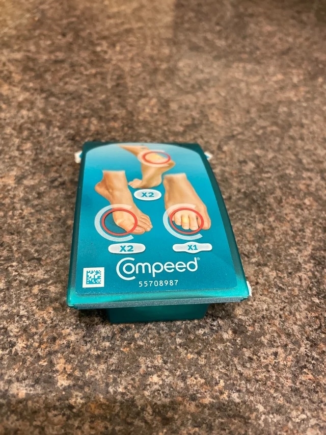 A package of Compeed blister plasters