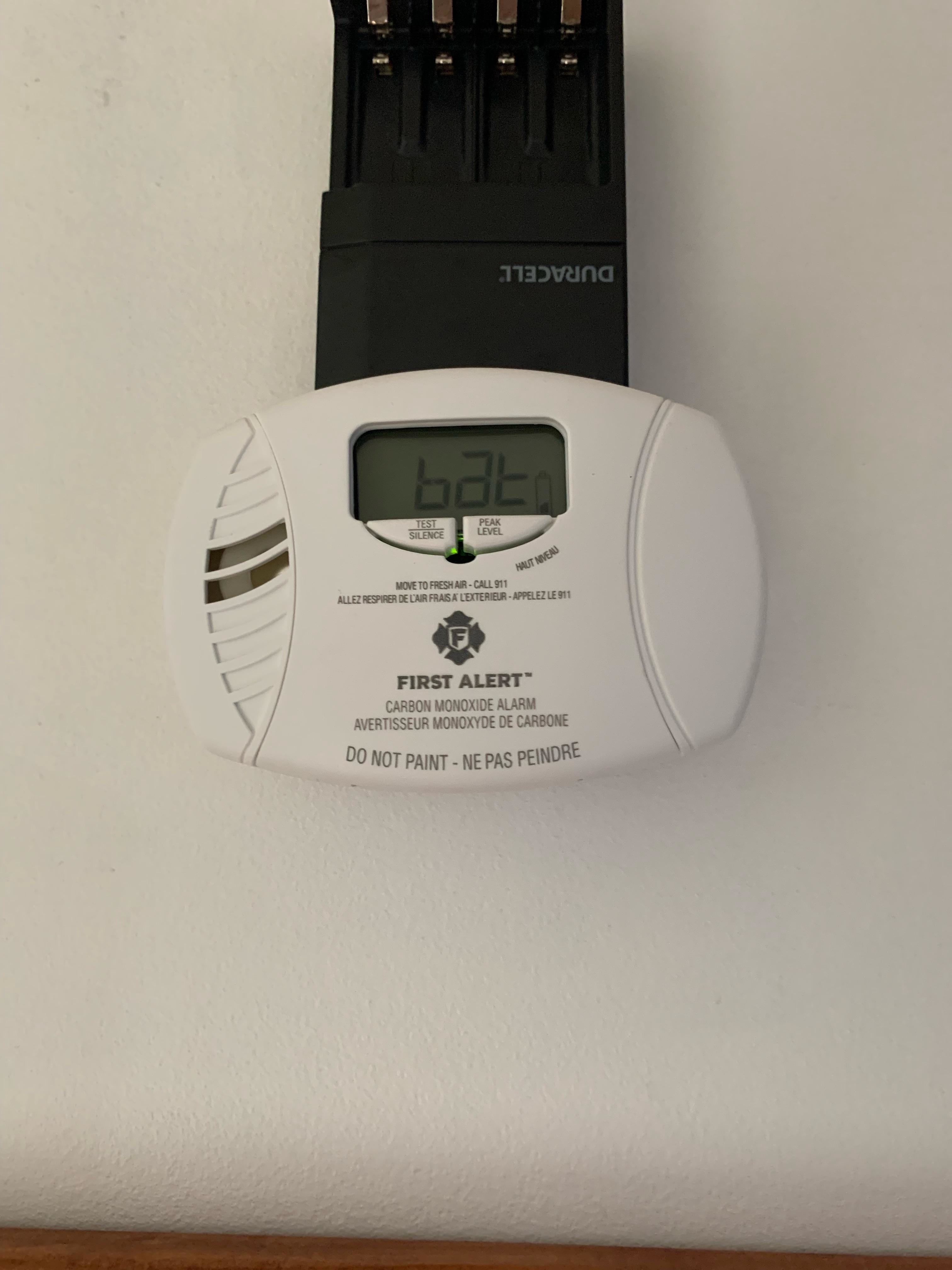 A plugged-in carbon monoxide detector