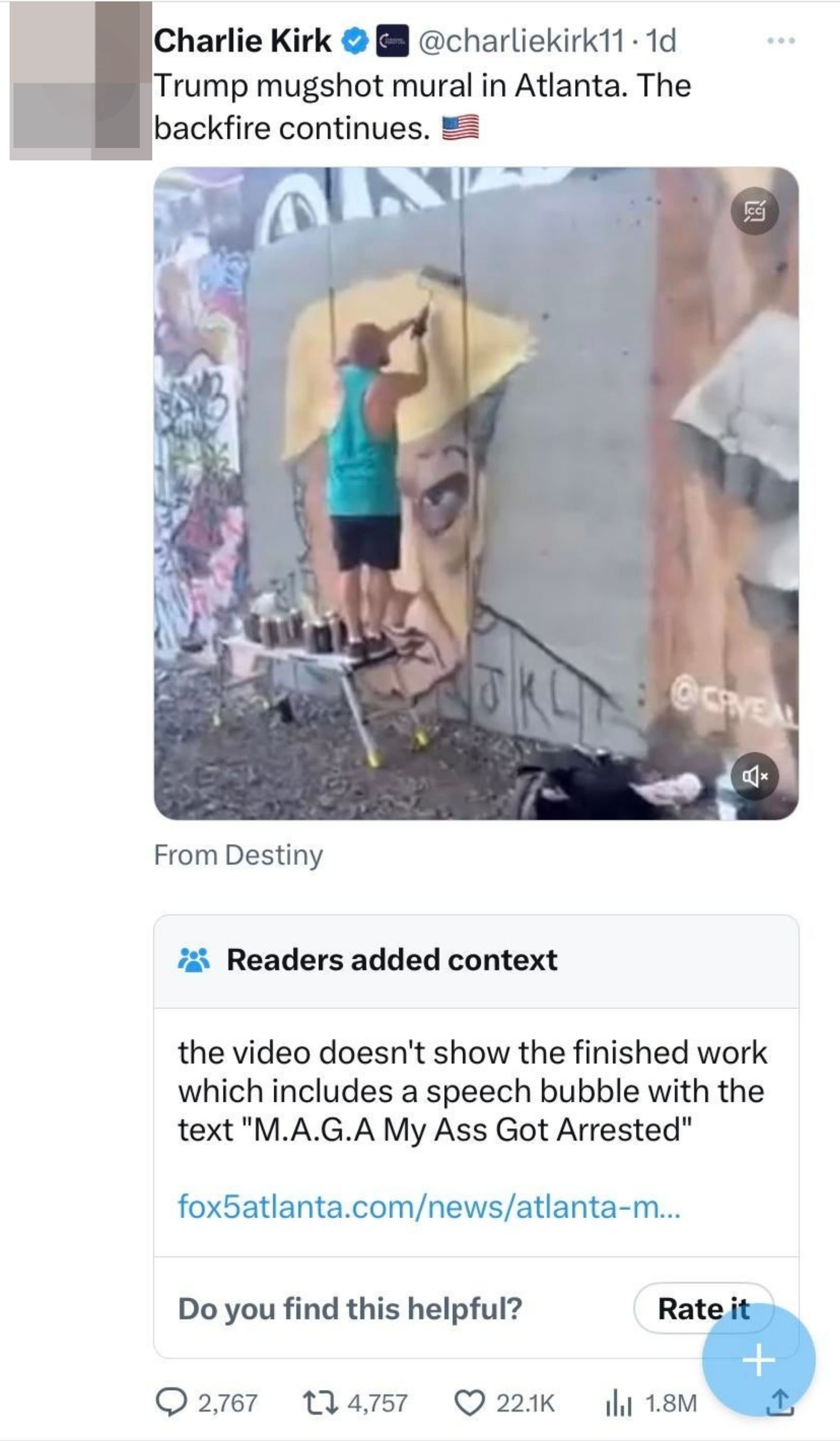 "the video doesn't show the finished work…"