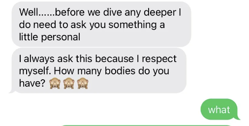 someone asking, How many bodies do you have