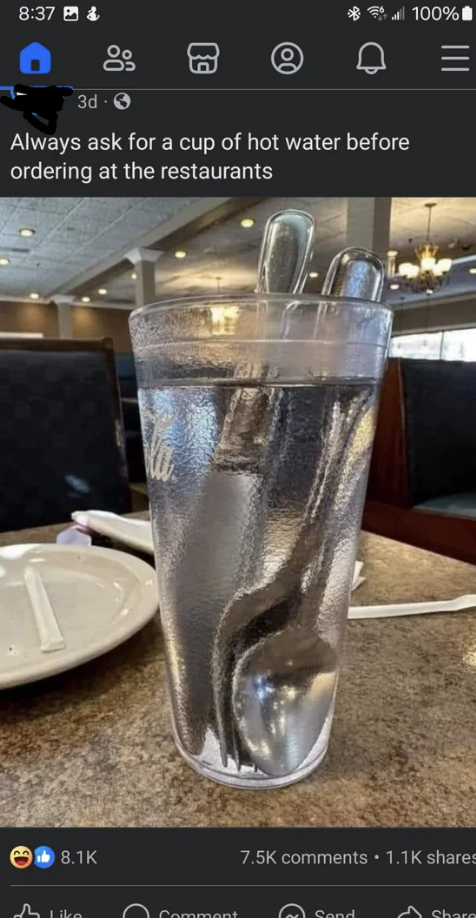 &quot;Always ask for a cup of hot water before ordering at restaurants&quot;