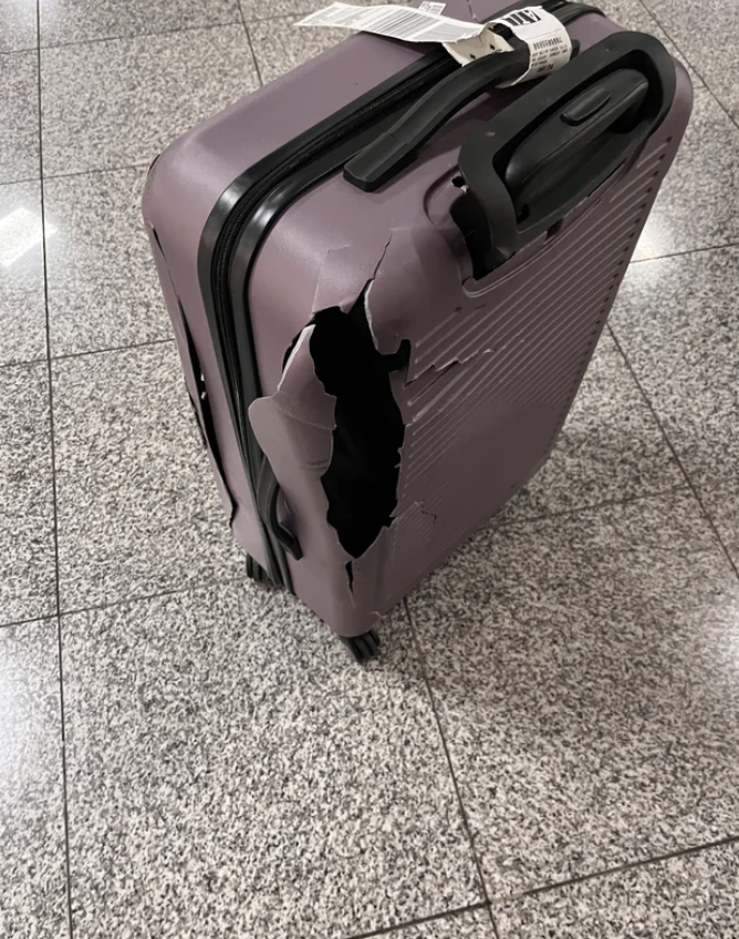 A broken suitcase