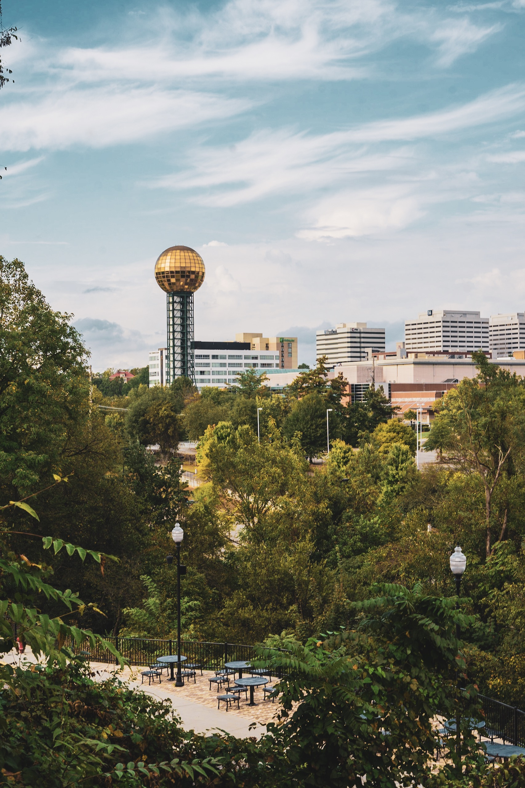 A unique view of the Sunsphere in Knoxville, TN