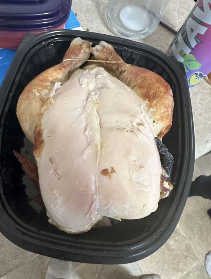 Chicken with the skin missing