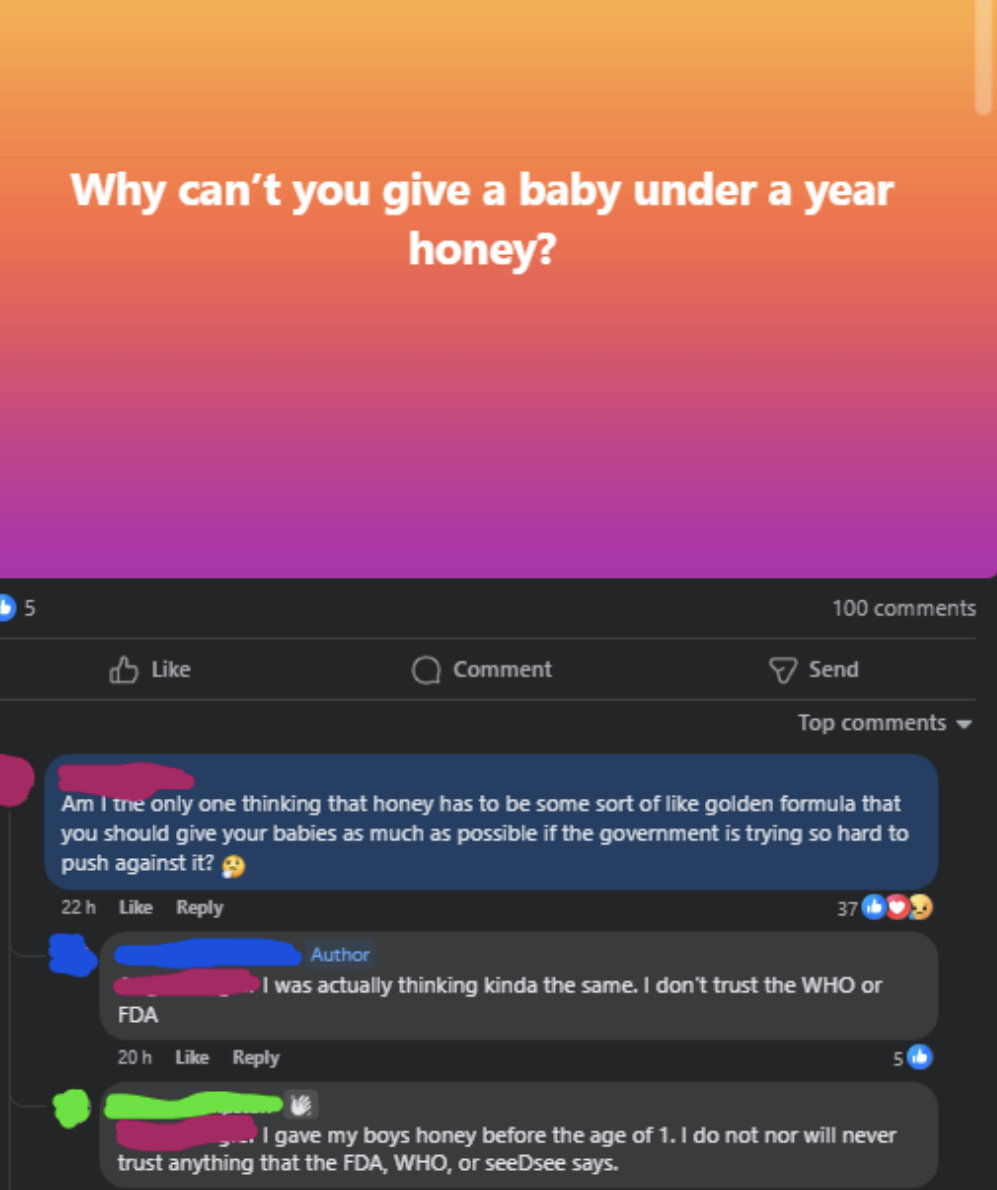 &quot;Why can&#x27;t you give a baby under a year honey?&quot;