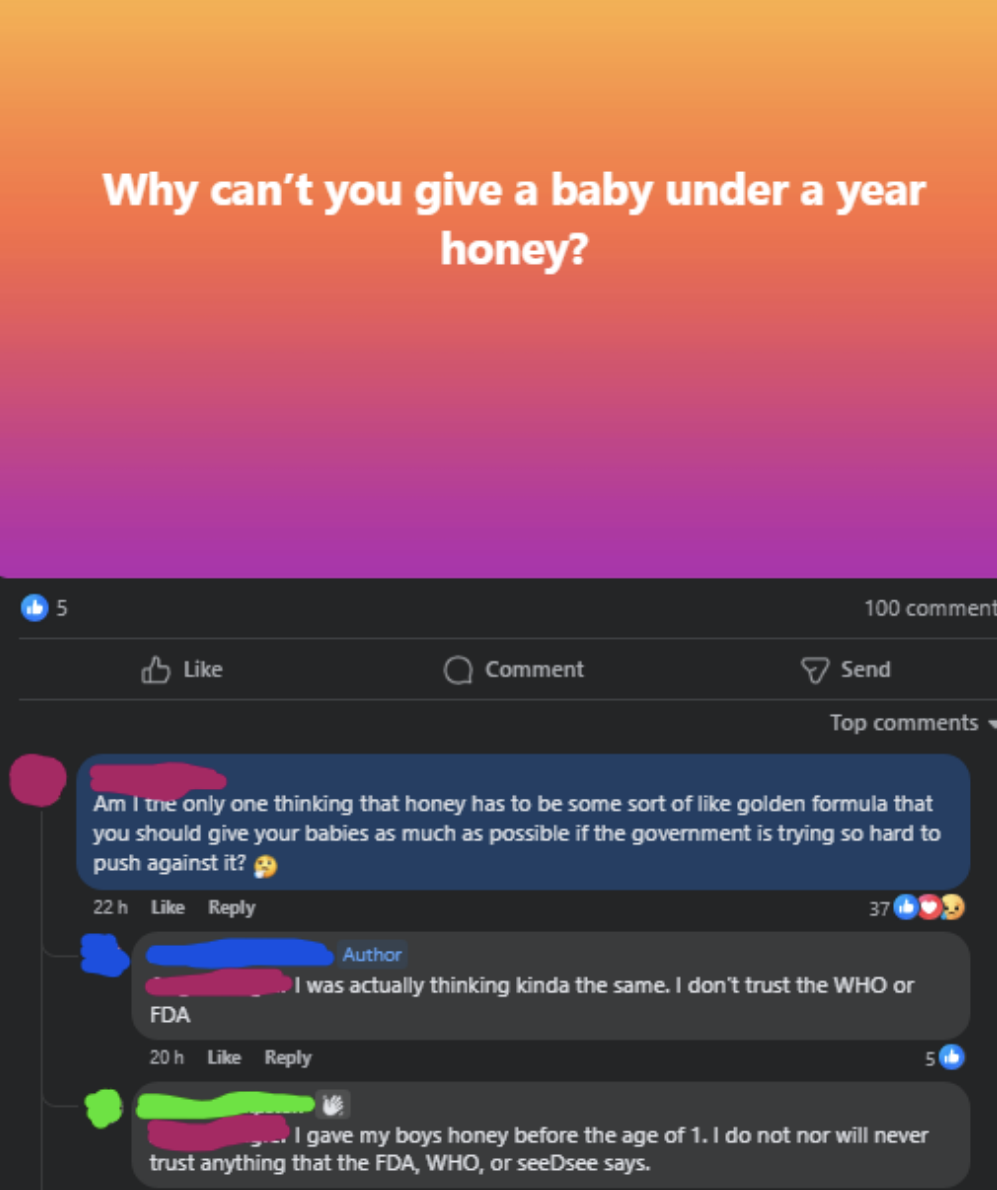 &quot;Why can&#x27;t you give a baby under a year honey?&quot;
