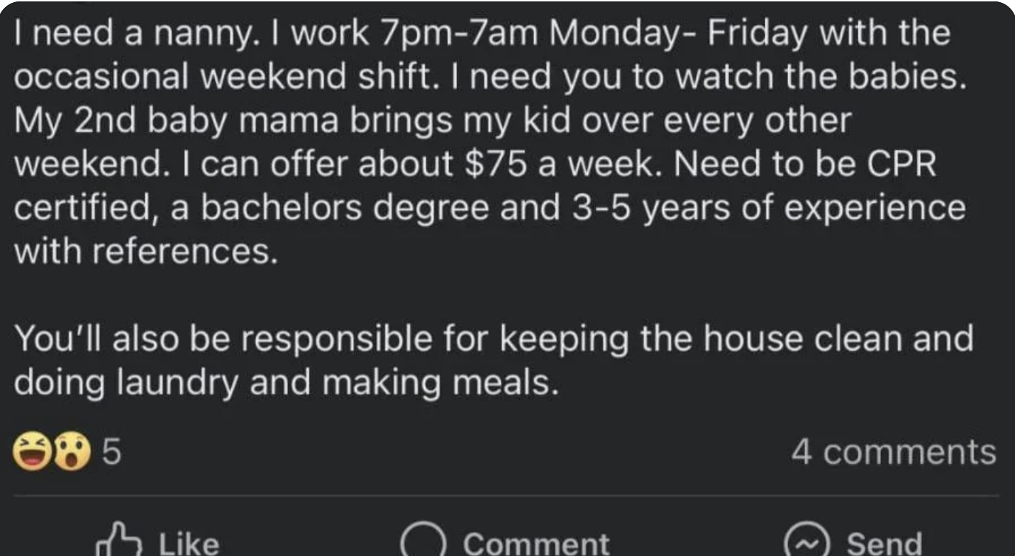 &quot;I can offer about $75 a week&quot;