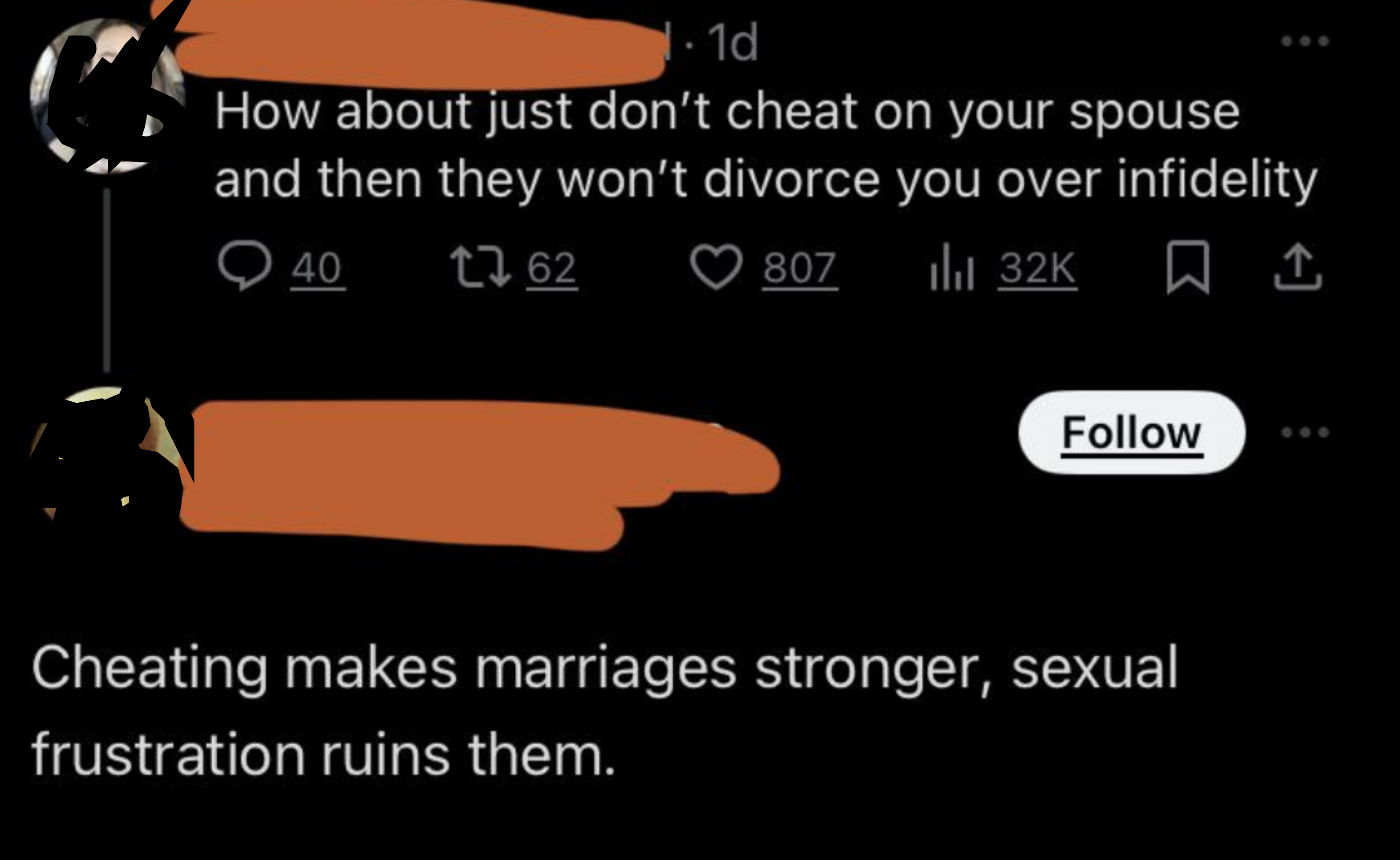 &quot;Cheating makes marriages stronger&quot;