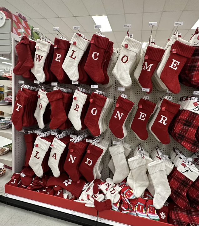 Stockings spelling out &quot;Welcome to Boner Land&quot;