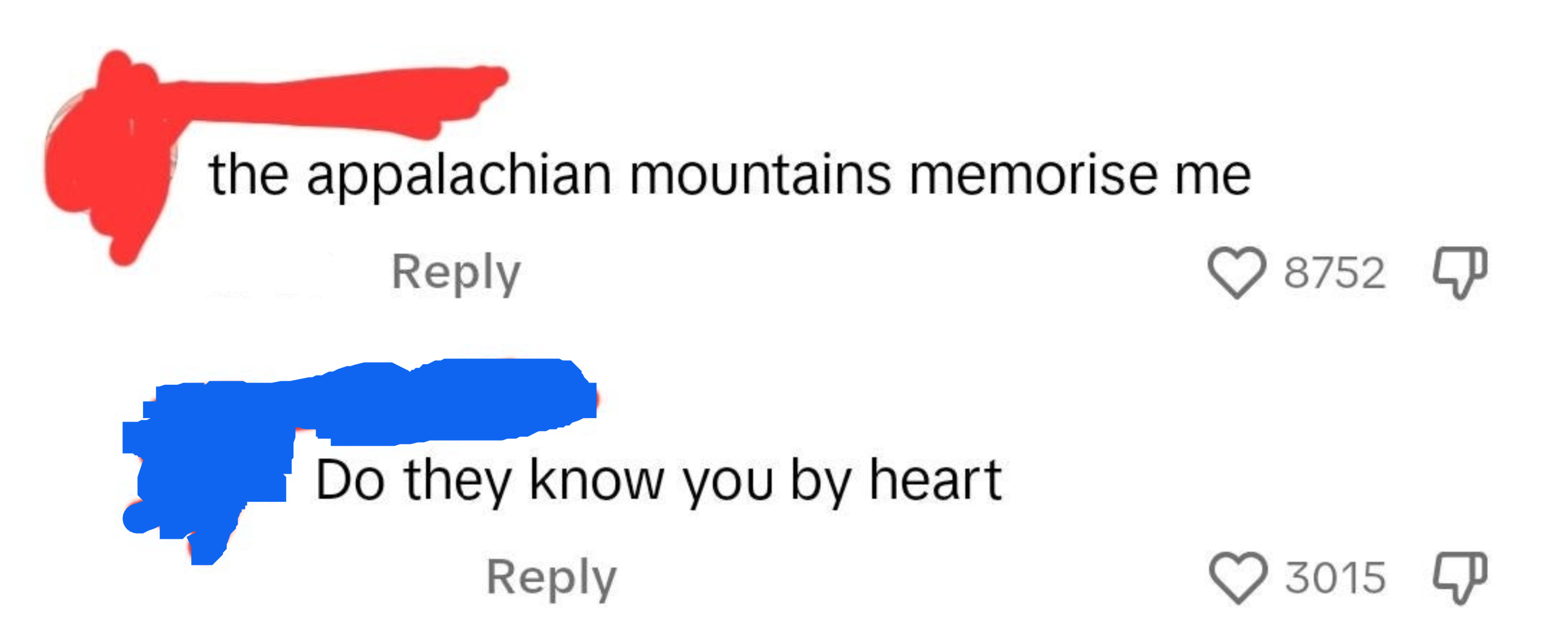 &quot;The appalachian mountains memorise me&quot;