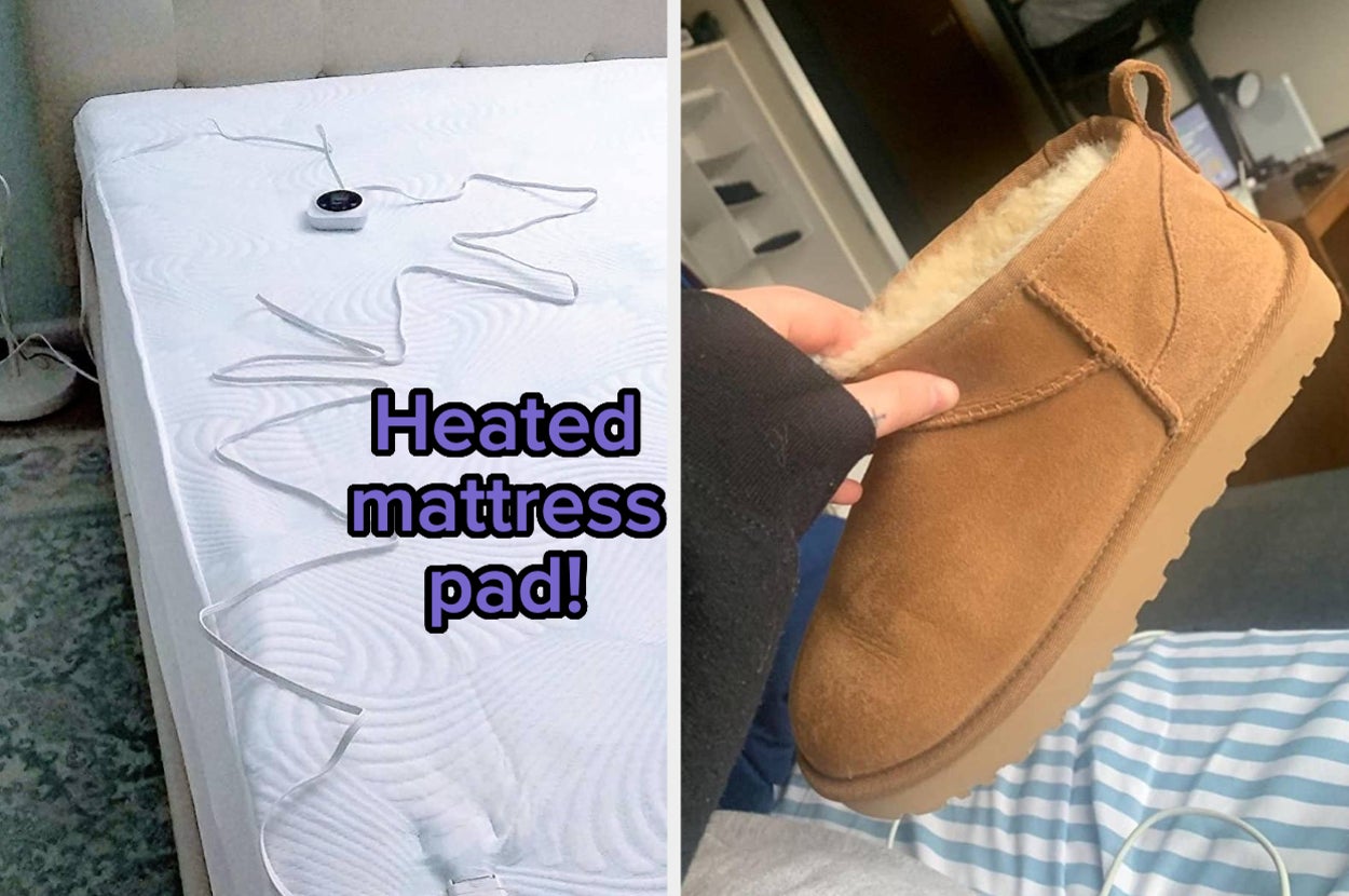 (left) heated mattress pad (right) ugg boot